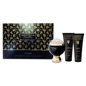 AFNAN SOUVENIR DESERT ROSE 3.4 EDP WOMEN + 3.4 BL+ 3.4 SG